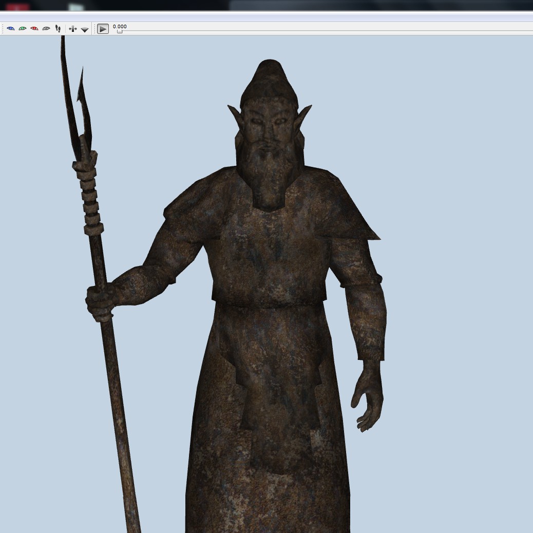 Dwemer Statue in Nifskope (after applying the animation pose to the model)